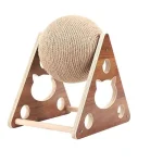 PetPetPick Rotating Sisal Cat Scratcher Ball with Wood Stand