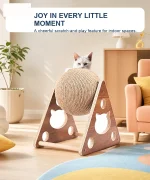 PetPetPick Rotating Sisal Cat Scratcher Ball with Wood Stand